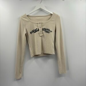 yesstyle cream long sleeve “new school” graphic top acubi style